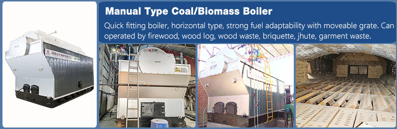 hand feeding coal biomass wood boiler