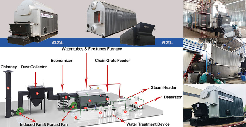 DZL & SZL chain grate boiler, steamboiler, hot waterboiler