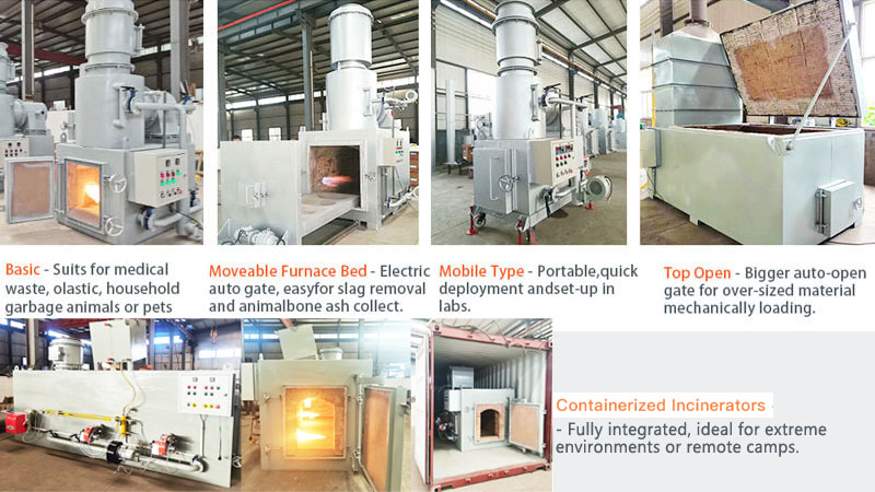 different type waste incinerators machine