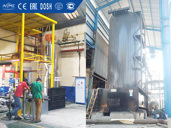 vertical wood fired thermal fluid boiler