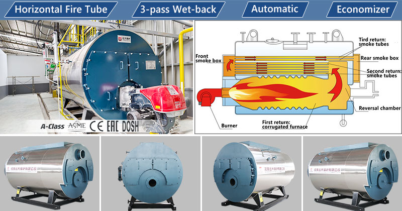 industrial gas or oil fired steam boiler, hot water boiler from china boiler manufacturer